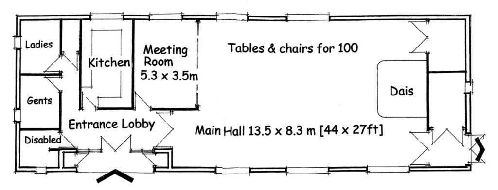Floor plan of Burcot Village Hall